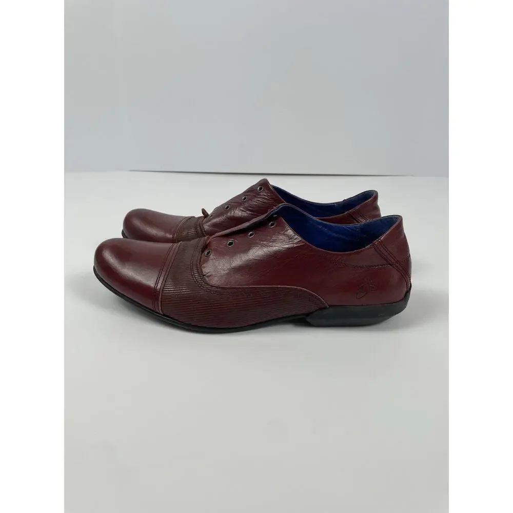 RARE! John Fluevog Men's 10 Jetstream Red Leather w/ Blue Interior Lace Up READ